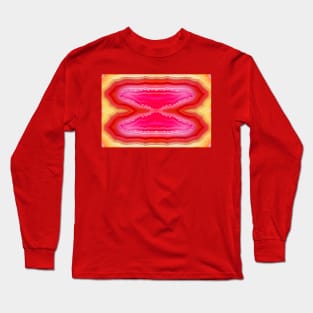 Red orange agate slice striped mineral Long Sleeve T-Shirt